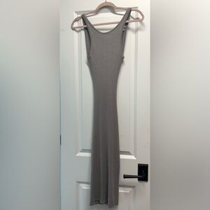 Gray Twisted Cut Out Midi Dress